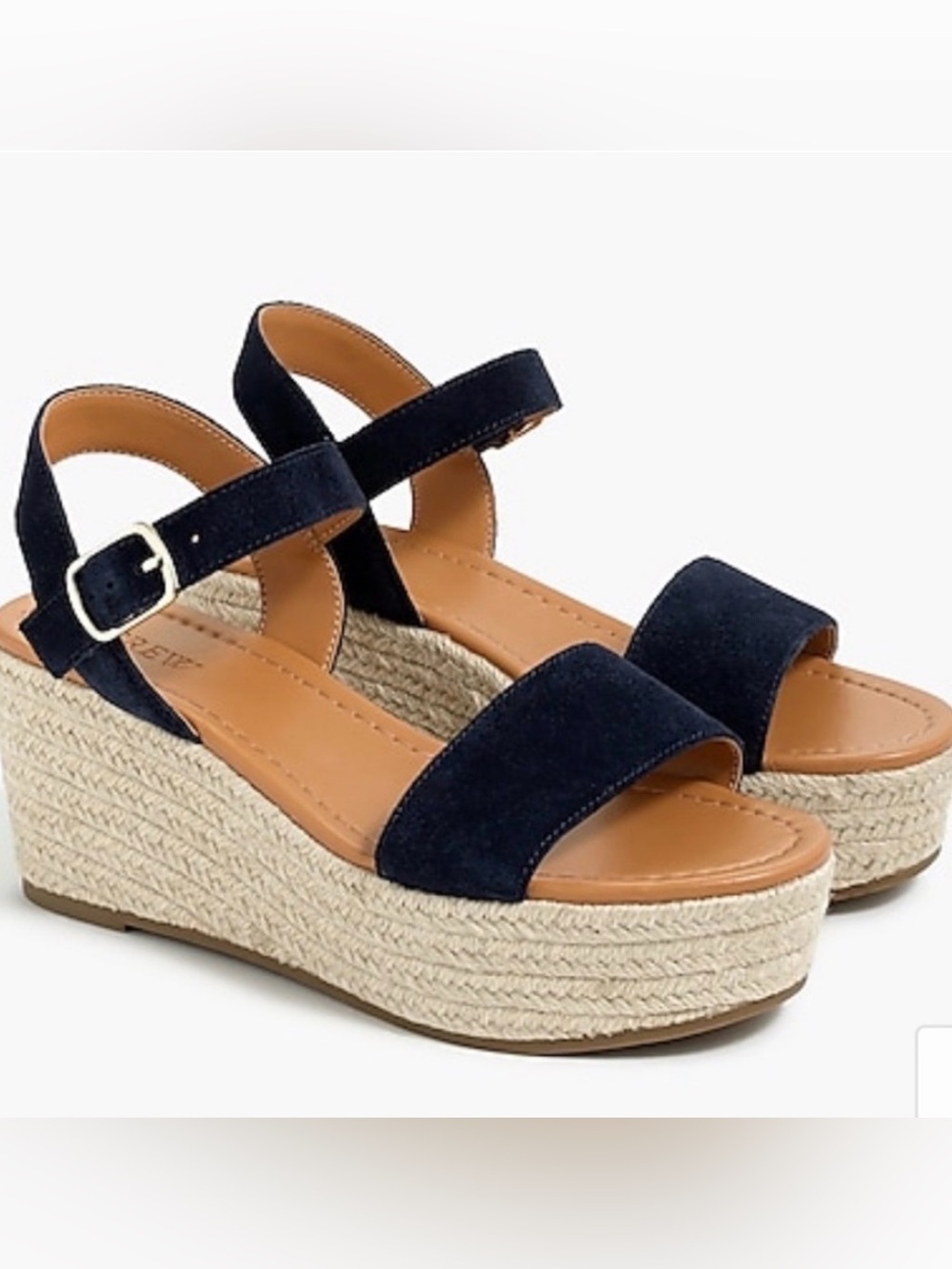 J. Crew Navy Suede Espadrille Wedge Sandals